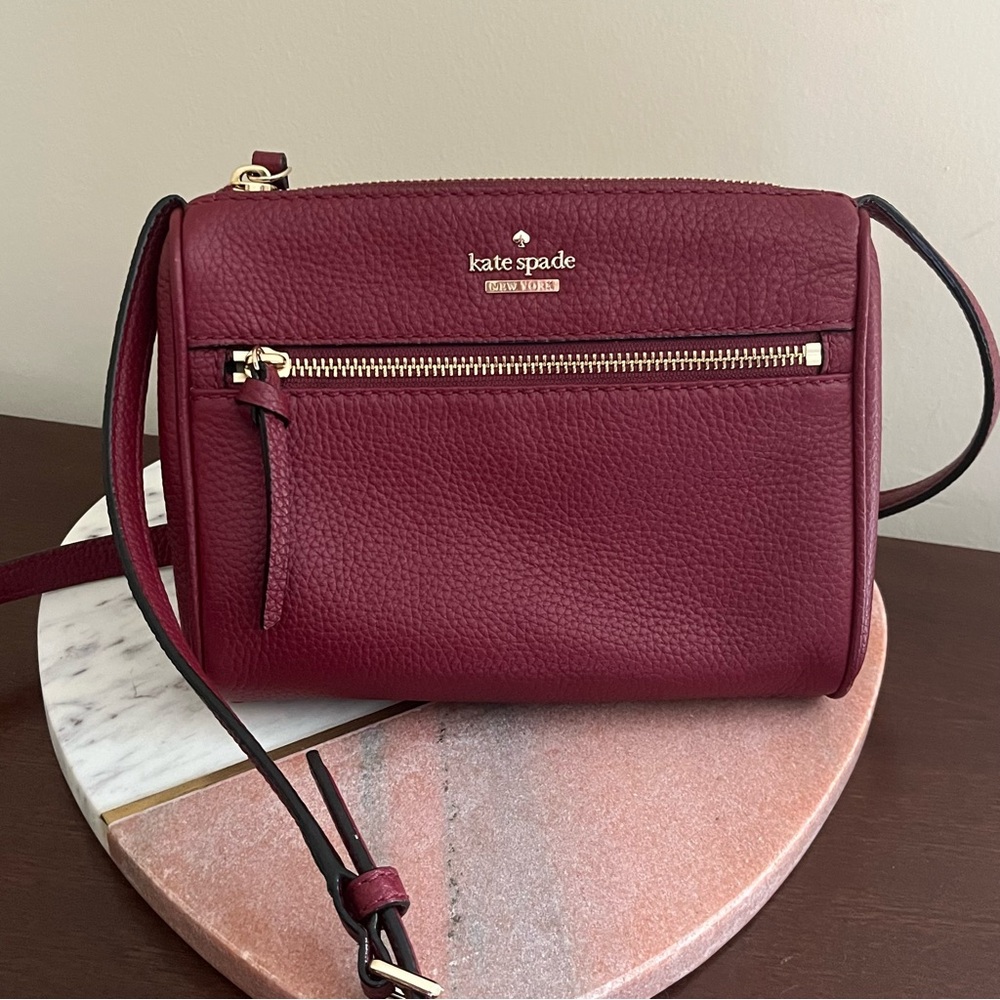 Kate Spade Red Leather Crossbody Purse Gold Hardware